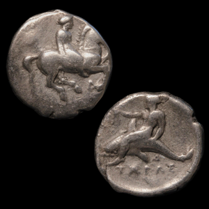 Tarentum, Greek Didrachm, Horseman & Taras Riding Dolphin - c. 380 to 340 BCE - Magna Graecia, Italy