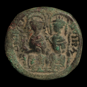 Byzantine, Emperor Justin II with Sophia, Bronze Follis (Sear 369) - c. 565 to 578 CE - Byzantine Empire