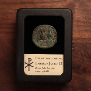 Byzantine, Emperor Justin II with Sophia, Bronze Follis (Sear 369) - c. 565 to 578 CE - Byzantine Empire