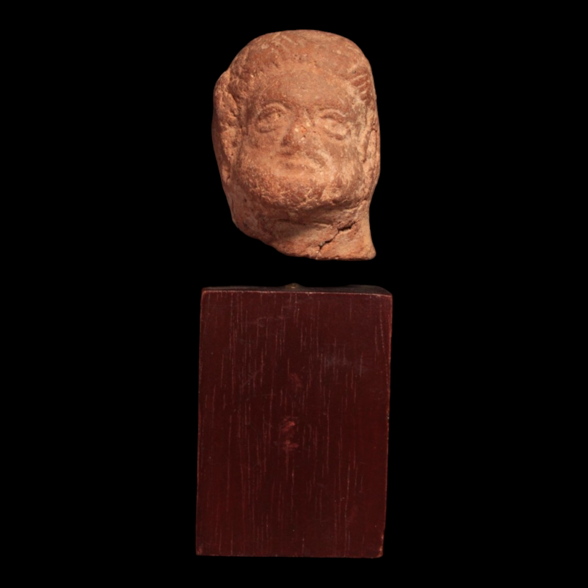 Roman Terracotta Pottery Fragment, Male Head With Stand (1.1 inches) - c. 100 to 300 CE - Roman Empire