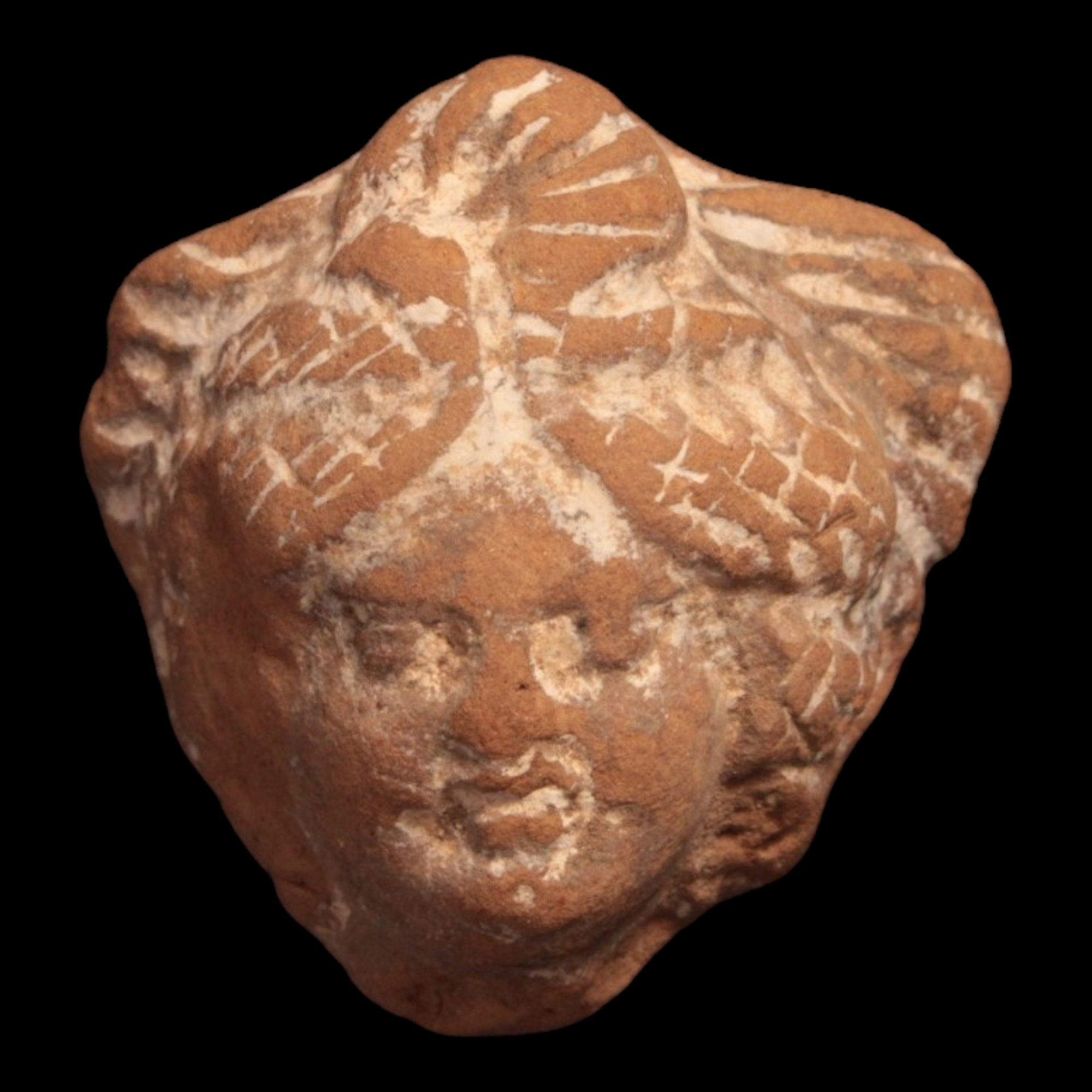 Roman Terracotta Pottery Piece, Male Head (1.4 inches) - c. 100 to 300 CE - Roman Empire