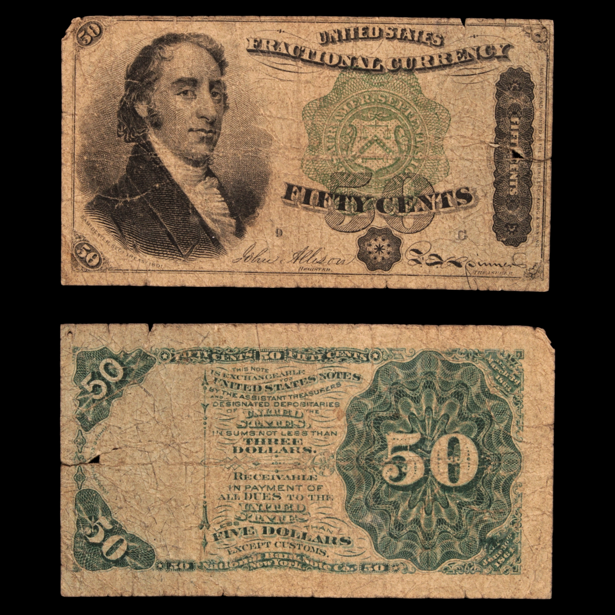 U.S. Fractional Currency, 50¢ Note, Fourth Issue - 1869 to 1875 - United States of America