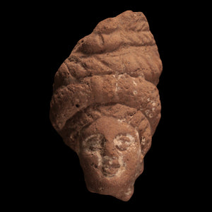 Roman Terracotta Statue Fragment, Woman With Large Braided Hair (1.6 x 2.6 inches) - c. 1st to 2nd century CE - Roman Empire