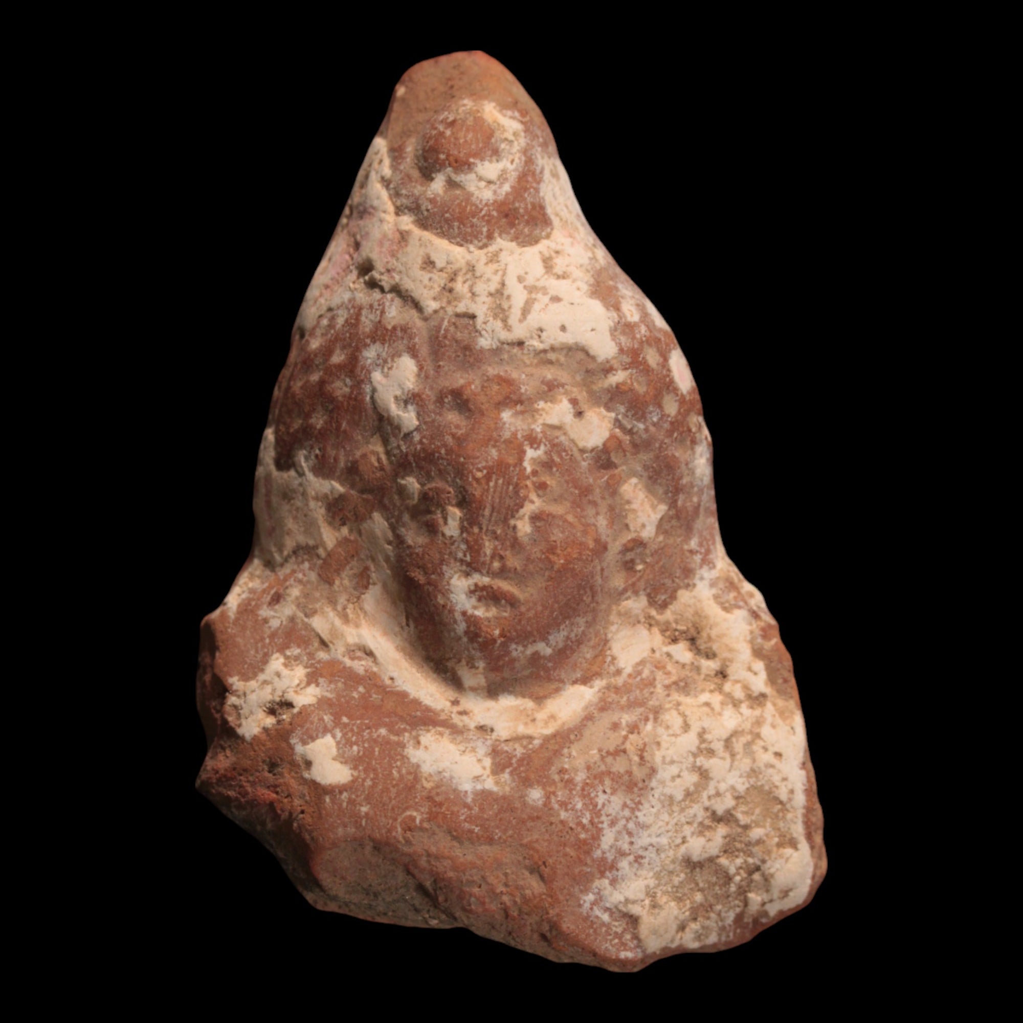 Roman Terracotta Statue Fragment, Head of a Woman (1.4 x 2.4 inches) - c. 1st to 2nd century CE - Roman Empire