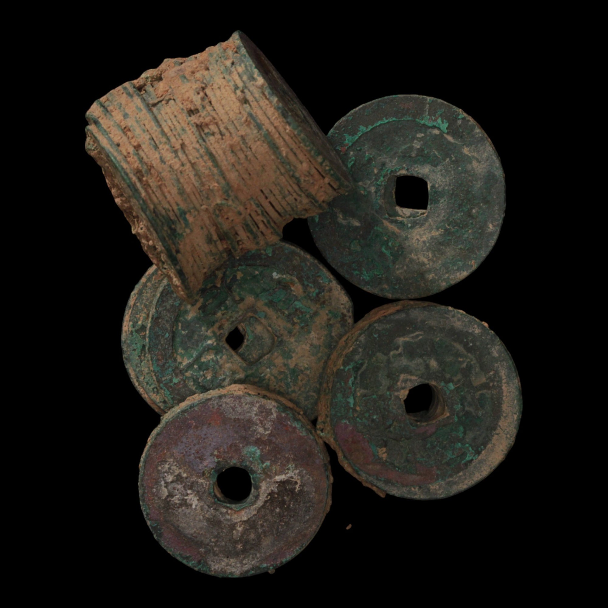 Vietnam, Group of Approximately 40 Fused Cash Coins - c. 1400s to 1600s CE - Dynastic Vietnam