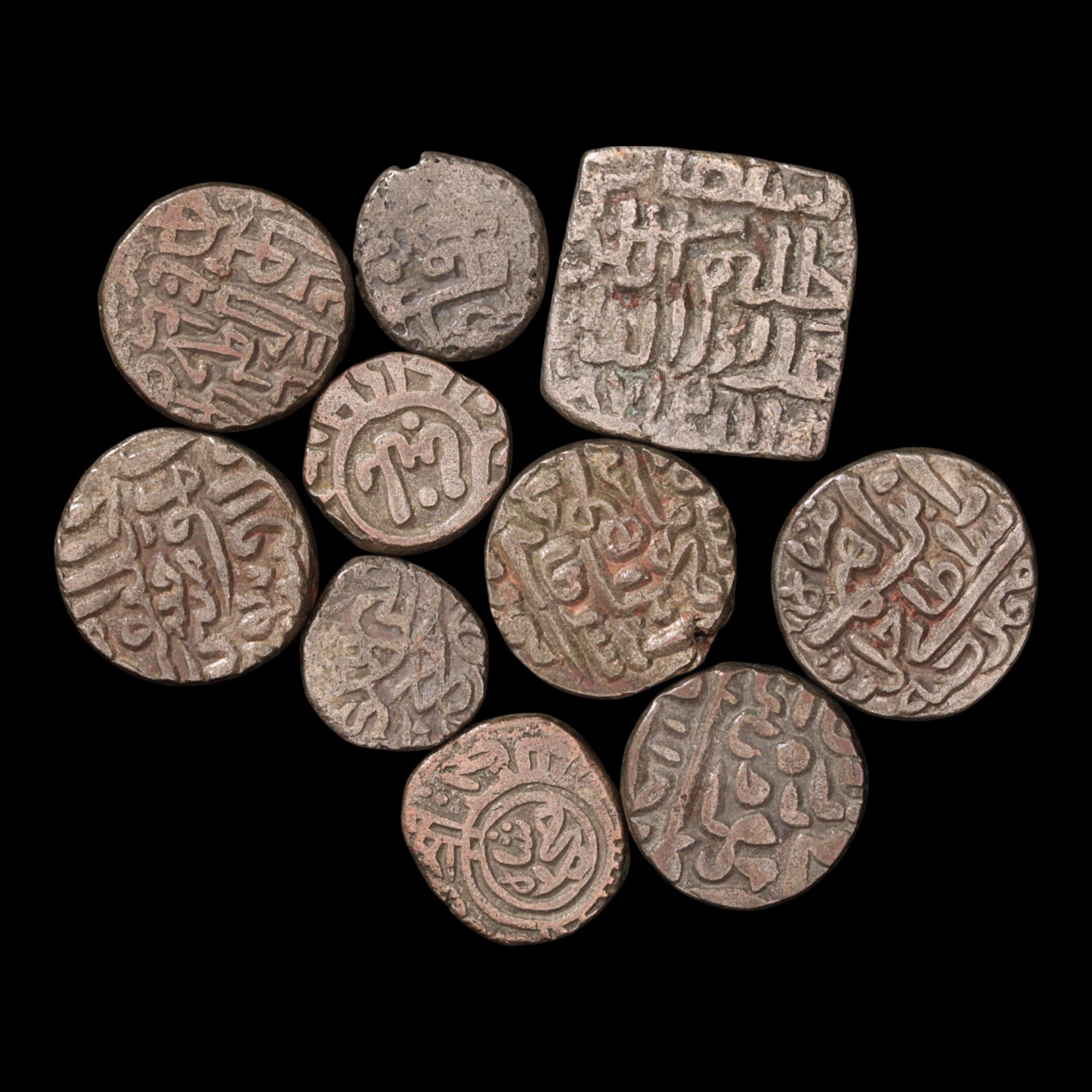 India, Miscellaneous Lot of 10 Medieval Coins - c. 1300s to 1500s CE - Medieval India