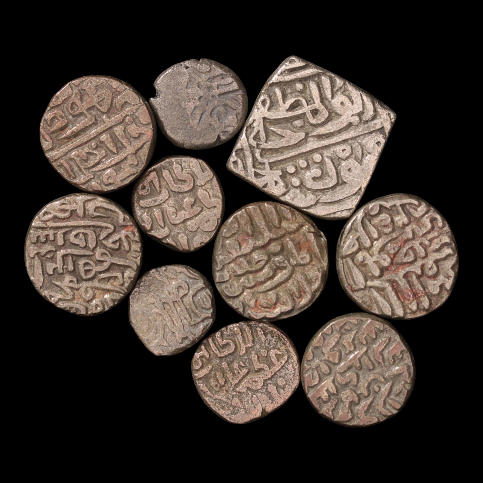 India, Miscellaneous Lot of 10 Medieval Coins - c. 1300s to 1500s CE - Medieval India