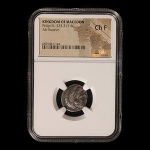 Kingdom of Macedon, Philip III, Silver Drachm (Ch F) - 323 to 317 BCE - NGC® Certified