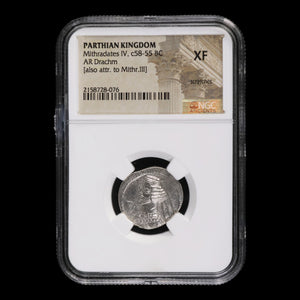 Parthian Kingdom, Mithradates III or IV, Drachm (XF) - c. 58 to 55 BCE - NGC Certified