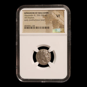 Macedon, Alexander the Great, Posthumous Silver Drachm (VF) - 310 to 301 BCE - NGC Certified