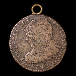 French Revolution, King Louis XVI, 2 Sols (On Pendant) - 1792 - France