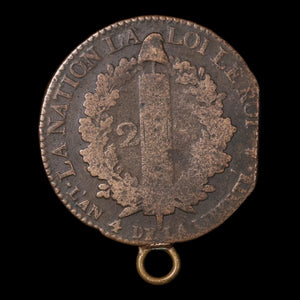 French Revolution, King Louis XVI, 2 Sols (On Pendant) - 1792 - France