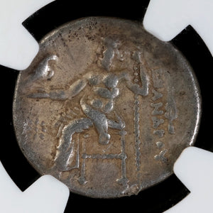 Kingdom of Macedon, Alexander the Great, Posthumous Issue Silver Drachm (Ch F) - 323 to 319 BCE - NGC Certified