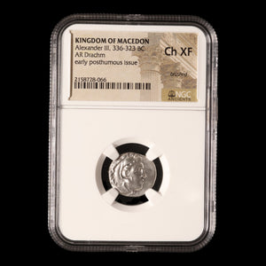 Kingdom of Macedon, Alexander the Great, Posthumous Issue Silver Drachm (Ch XF) - c. 323 to 319 BCE - NGC Certified