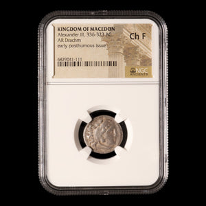 Kingdom of Macedon, Alexander the Great, Posthumous Issue Silver Drachm (Ch F) - 323 to 319 BCE - NGC Certified