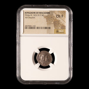 Kingdom of Macedon, Philip III (Successor to Alexander the Great), Silver Drachm (Ch F) - 323 to 280 BCE - NGC Certified