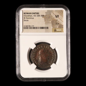 Rome, Emperor Diocletian, Large Bronze, Genius Reverse (VF) - 296 CE - NGC Certified