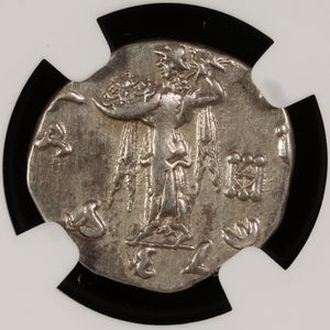 Greco-Bactria, King Menander, Silver Drachm (VF) - c. 165 to 130 BCE - NGC Certified