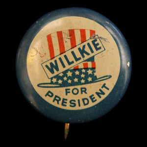 Wendell Willkie vs. FDR Presidential Campaign Pin (Hat Design) - 1940 - United States