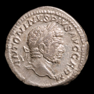 Rome, Emperor Caracalla, Silver Denarius, Serapis (Greco-Egyptian Sun God) - 214 CE - Roman Empire