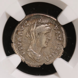 Rome, Empress Faustina the Elder, Denarius, Deity of Prediction - 141 CE - NGC Certified (VF)