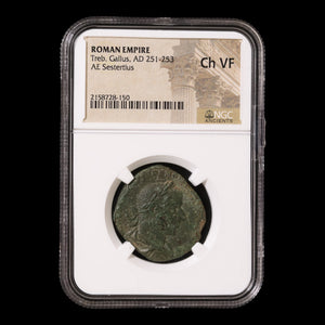 Rome, Trebonianus Gallus, Sestertius, Goddess of Love - 251 to 253 CE - NGC Certified (Ch VF)