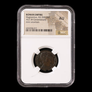 Rome, Magnentius, Centenionalis, Emperor Spearing Barbarian - 350 to 353 CE - NGC Certified (AU)