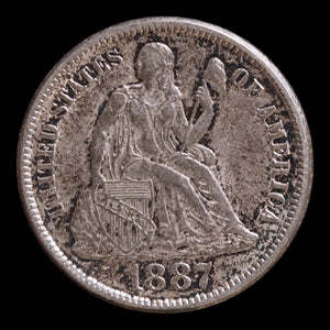 Victorian Era Love Token, Carved Onto U.S. Seated Liberty Dime - 1887 - United States of America