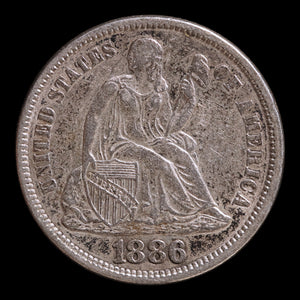 Victorian Era Love Token, Carved Onto U.S. Seated Liberty Dime - 1886 - United States of America