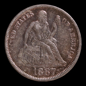 Victorian Era Love Token, Carved Onto U.S. Seated Liberty Dime - 1887 - United States of America