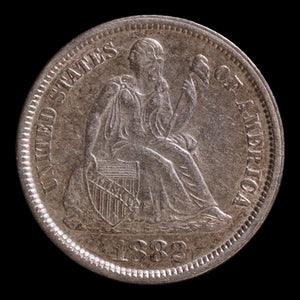 Victorian Era Love Token, Carved Onto U.S. Seated Liberty Dime - 1882 - United States of America