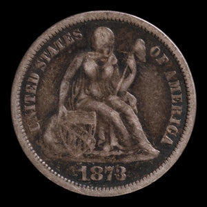 Victorian Era Love Token, Carved Onto U.S. Seated Liberty Dime - 1873 - United States of America