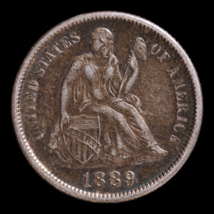 Victorian Era Love Token, Carved Onto U.S. Seated Liberty Dime - 1889 - United States of America