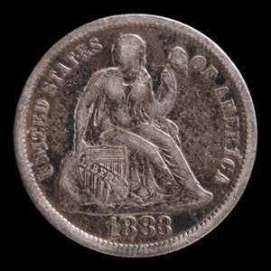 Victorian Era Love Token, Carved Onto U.S. Seated Liberty Dime - 1883 - United States of America