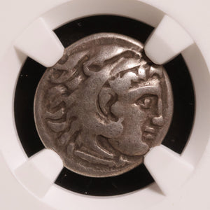 Macedon, Alexander the Great, AR Drachm, Posthumous Issue - 319 to 305 BCE - NGC Graded