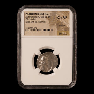 Ancient Persia, Parthian Empire, Mithradates IV, AR Drachm (Ch VF) - c. 58 to 55 BCE - NGC Certified