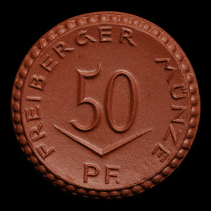 Weimar Germany, Freiberg, 50 Pfennigs, Porcelain Notgeld - 1921 - Germany