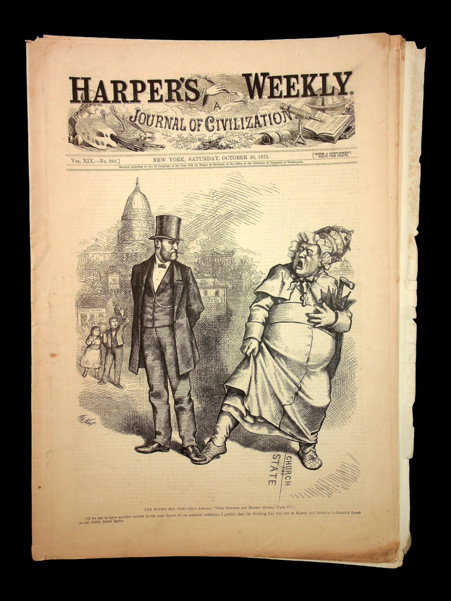 Harper's Weekly (Original 1800s Magazine) - October 30th, 1875 - Reconstruction Era