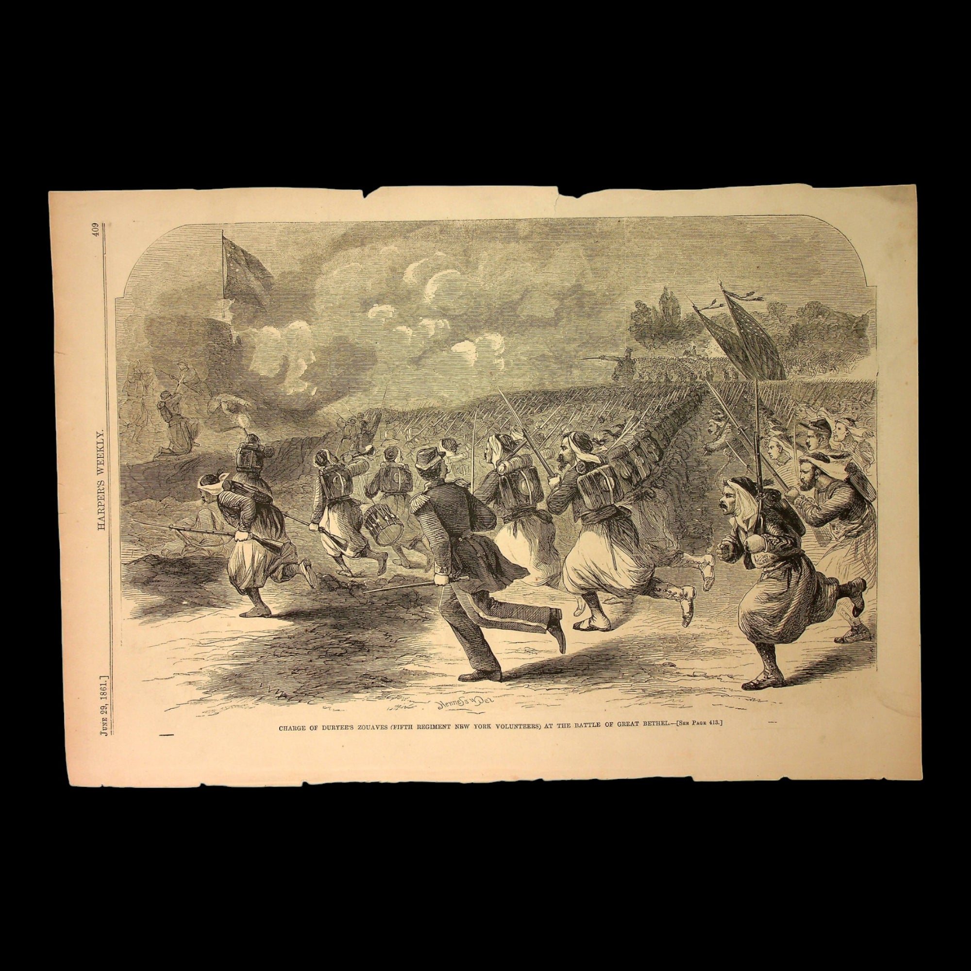 Battle of Big Bethel, Print from Harper's Weekly - June 29th, 1861 - U.S. Civil War