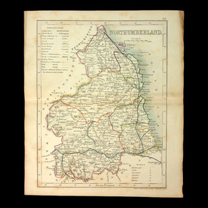 Map of Northumberland, England, by Thomas Dugdale - c. 1835 to 1860 - United Kingdom